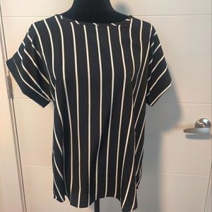 Black and white striped blouse